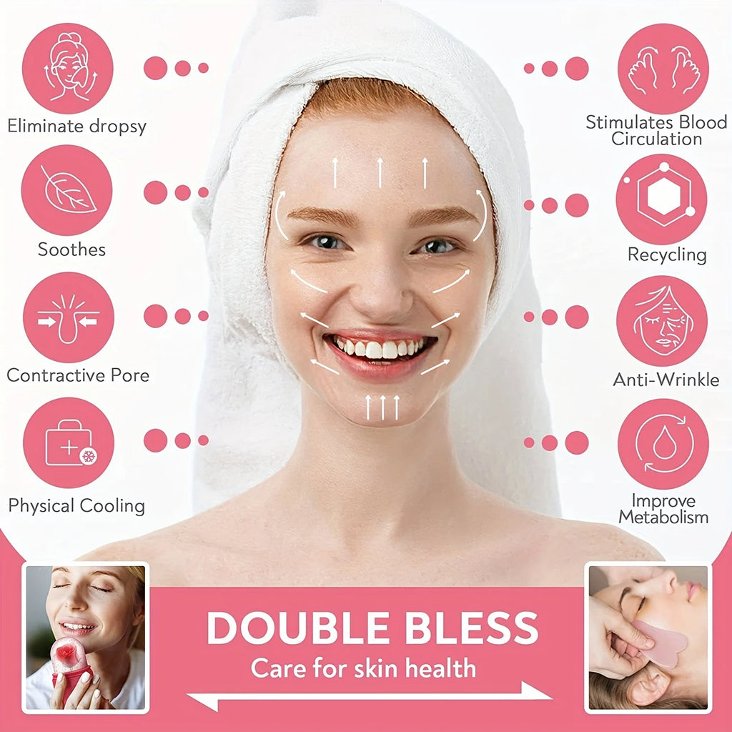 Silicone Cube Tray & Facial Ice Roller – Erfrischende Gesichts-Massage